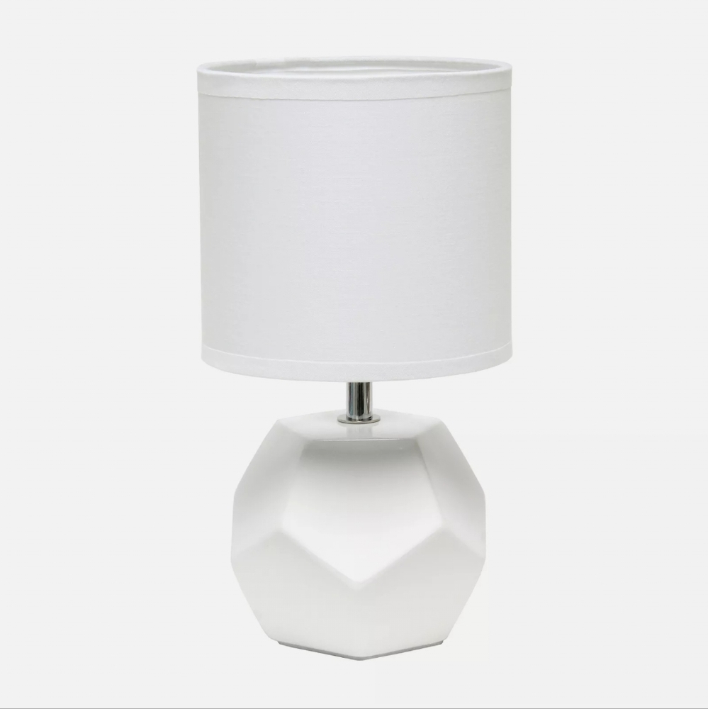 Round Prism Mini Table Lamp with Matching Fabric Shade. NWT